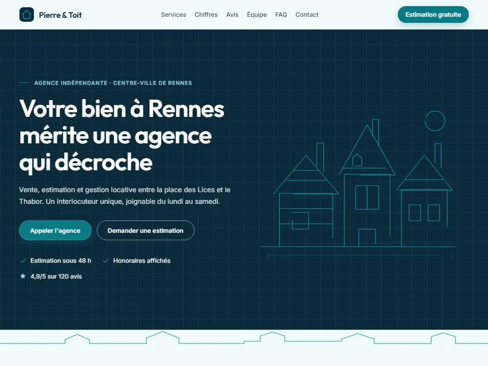 Site créé avec l'IA : Pierre & Toit, Agence immobilière, Rennes