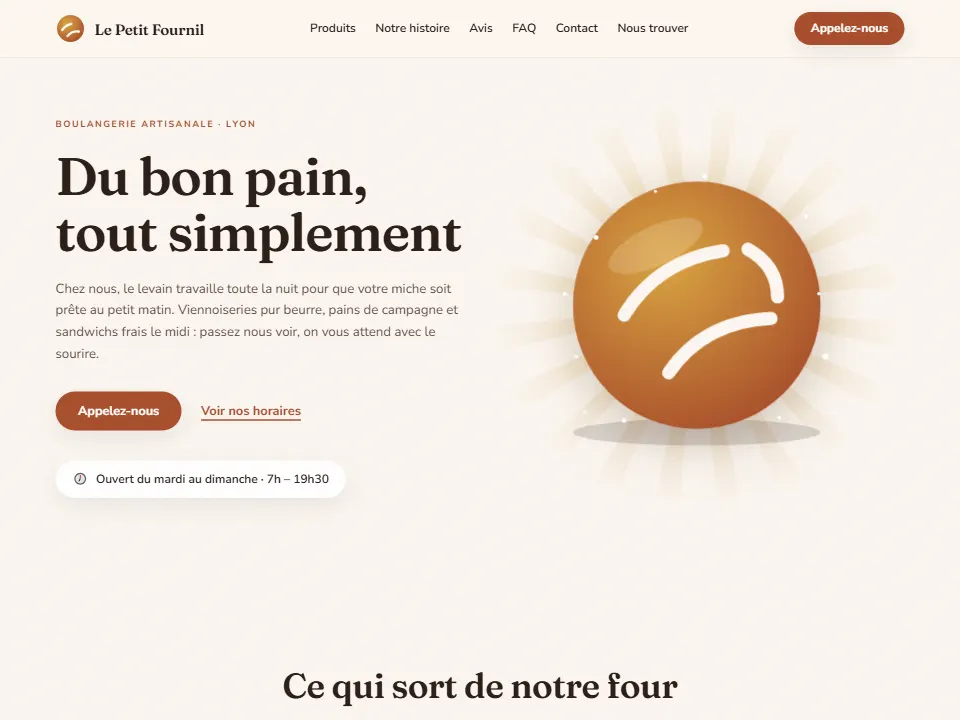 Site créé avec l'IA : Le Petit Fournil, Boulangerie, Lyon