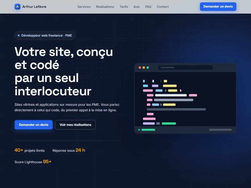 Site créé avec l'IA : Arthur Lefèvre, Développeur freelance