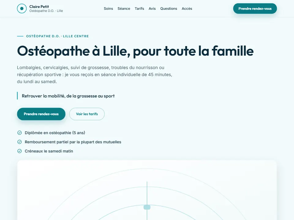 Site créé avec l'IA : Claire Petit, Ostéopathe, Lille